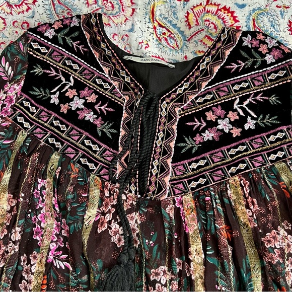 Zara boho glam velvet embroidered blouse - Picture 7 of 13